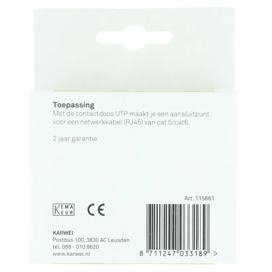 Inbouw Schakelmateriaal|Stopcontacten & Overige Contactdozen > KARWEI Solis Wandcontactdoos UTP Wit