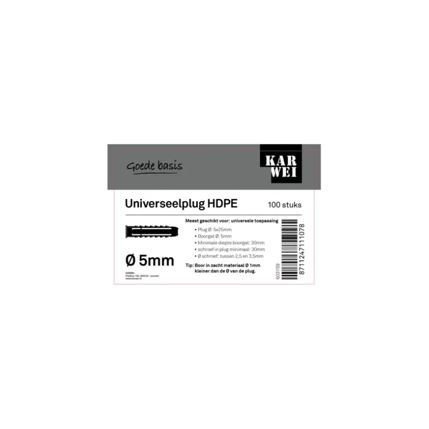 KARWEI uni-plug 5x25mm 100ST