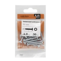 KARWEI unischroef cilinderkop verzinkt 4x30 mm (15 stuks)