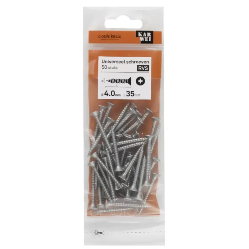 KARWEI unischroef platkop rvs 4x35 mm (50 stuks)