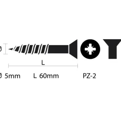 KARWEI unischroef platkop rvs 5x60 mm (40 stuks)
