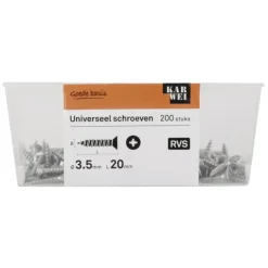 KARWEI unischroef platkop rvs 3,5x20 mm (200 stuks)