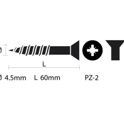 KARWEI unischroef platkop verzinkt 4,5x60 mm 100 stuks