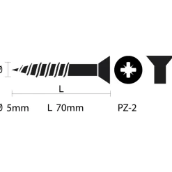 KARWEI unischroef platkop verzinkt 5x70 mm (15 stuks)