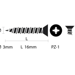 KARWEI unischroef platkop verzinkt 3x16 mm (15 stuks)