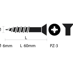 KARWEI unischroef platkop verzinkt 6x60 mm (70 stuks)