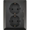 Inbouw Schakelmateriaal|Stopcontacten & Overige Contactdozen > KARWEI Zenith Dubbel Stopcontact Geaard met Twee USB-C Poorten Mat Zwart