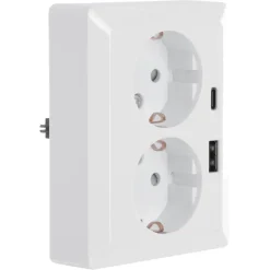 Inbouw Schakelmateriaal|Stopcontacten & Overige Contactdozen > KARWEI Zenith Dubbel Stopcontact Geaard met USB A+C Wit
