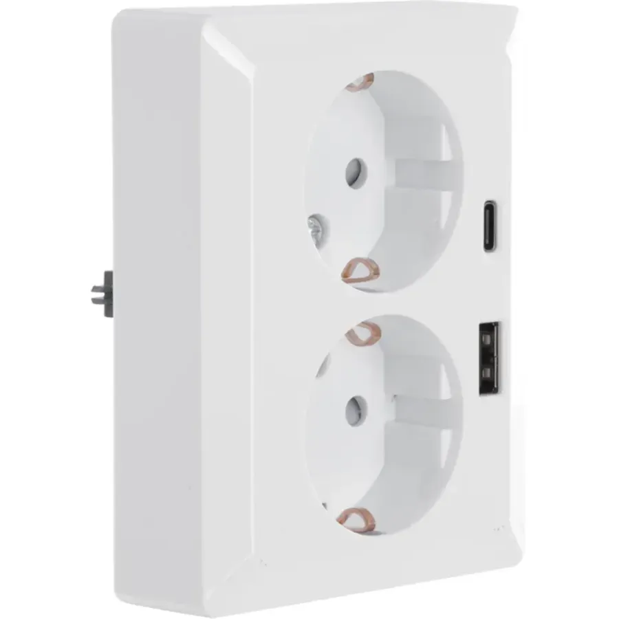 Inbouw Schakelmateriaal|Stopcontacten & Overige Contactdozen > KARWEI Zenith Dubbel Stopcontact Geaard met USB A+C Wit