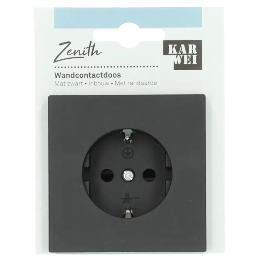 Inbouw Schakelmateriaal|Stopcontacten & Overige Contactdozen > KARWEI Zenith wandcontactdoos mat zwart