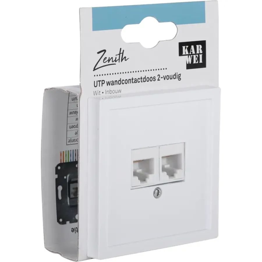 Inbouw Schakelmateriaal|Stopcontacten & Overige Contactdozen > KARWEI Zenith Wandcontactdoos UTP Wit