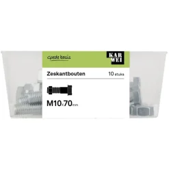 KARWEI zeskantbout deeldraad M10x70 mm 10 stuks