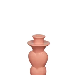 Keramieken kandelaar roze 8,5x8,5x19,5cm