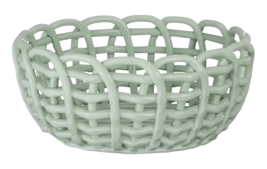 Keramieken mand groen 23x23x10,3cm