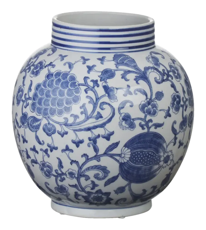 Keramieken vaas wit blauw 30x30x33cm