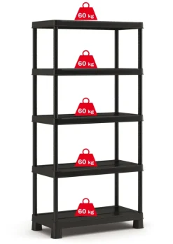 Keter Plus stellingkast - 5 planken - 90x40x182cm - zwart