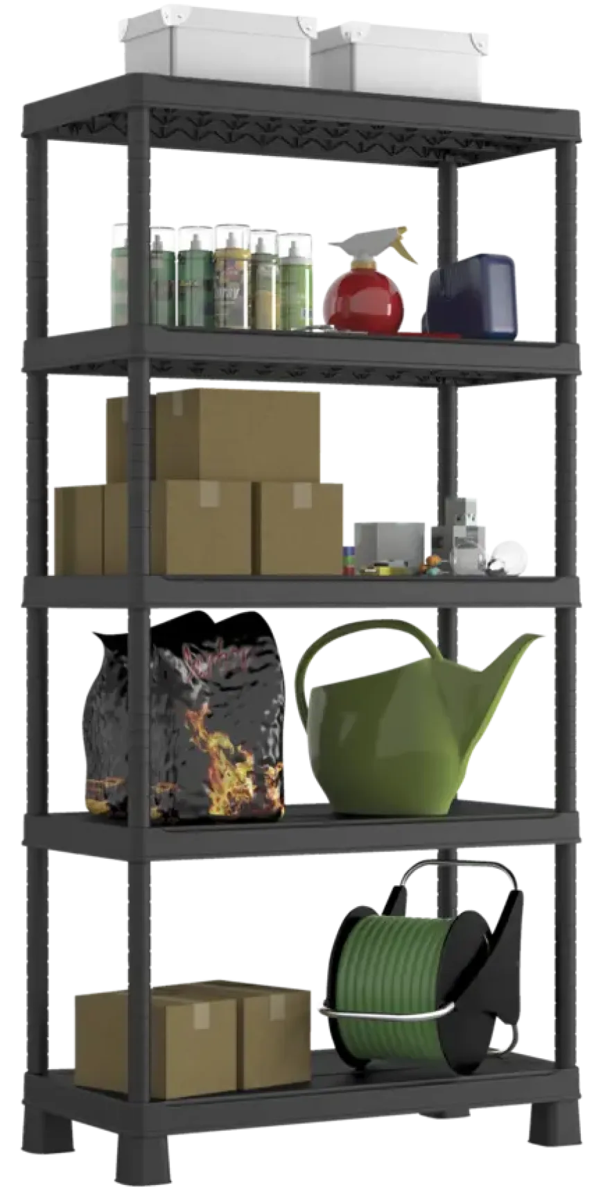 Keter Plus stellingkast - 5 planken - 90x40x182cm - zwart