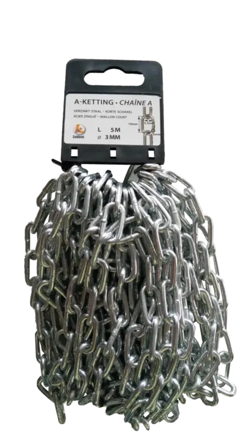 Ketting A-30 verzinkt 5 meter