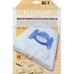 Overige Elektrisch Gereedschap Accessoires|Stofzuigerbenodigdheden > Kleenair stofzuigerzak Bosch/Siemens BS-7 5 stuks + 1 filter