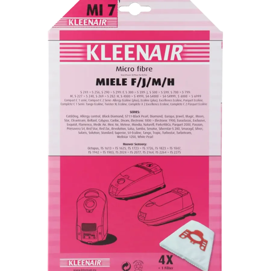 Overige Elektrisch Gereedschap Accessoires|Stofzuigerbenodigdheden > Kleenair Stofzuigerzak Miele F/J/M/H MI 7 4 stuks + 1 filter