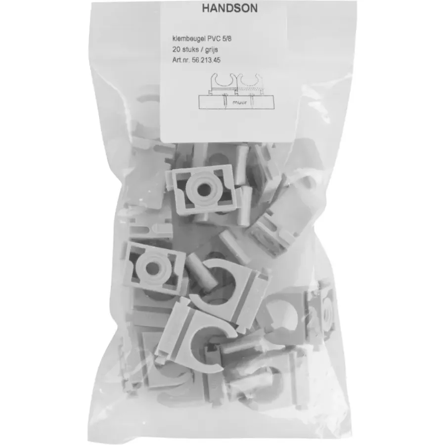 Kabelklemmen > Handson Klembeugel PVC 5/8 Grijs Slagvast 20 Stuks