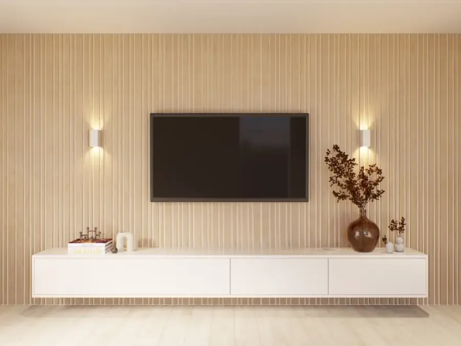 Akoestische Wandpanelen|Kleurstalen > CanDo Kleurstaal lattenwand Decowall Blend ton sur ton natuur eiken 25x30cm