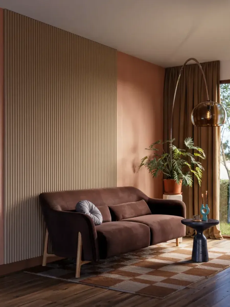 Akoestische Wandpanelen|Kleurstalen > CanDo Kleurstaal lattenwand Decowall Acoustic Curve zand 25x30cm