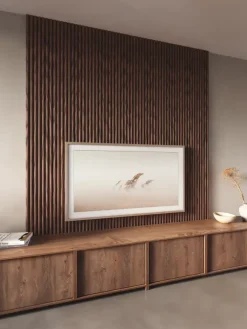 Akoestische Wandpanelen|Kleurstalen > CanDo Kleurstaal lattenwand Decowall Acoustic Curve walnoot 25x30cm