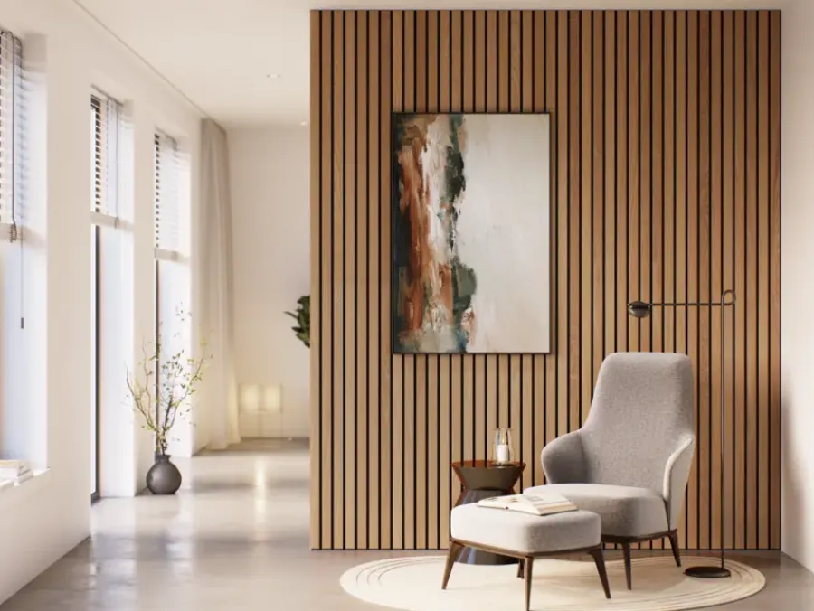 Akoestische Wandpanelen|Kleurstalen > CanDo Kleurstaal lattenwand Decowall Advanced brons eiken 25x30cm