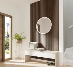 Akoestische Wandpanelen|Kleurstalen > CanDo Kleurstaal lattenwand Decowall Acoustic walnoot 25x30cm