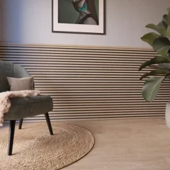 Akoestische Wandpanelen|Kleurstalen > CanDo Kleurstaal lattenwand Decowall Acoustic natuur eiken 25x30cm