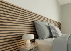 Akoestische Wandpanelen|Kleurstalen > CanDo Kleurstaal lattenwand Decowall Acoustic brons eiken 25x30cm