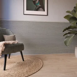 Akoestische Wandpanelen|Kleurstalen > CanDo Kleurstaal lattenwand Decowall Acoustic grijs eiken 25x30 cm