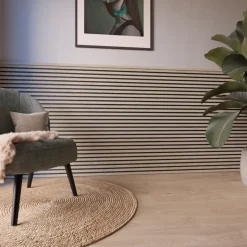 Akoestische Wandpanelen|Kleurstalen > CanDo Kleurstaal lattenwand Decowall Acoustic eiken 25x30cm