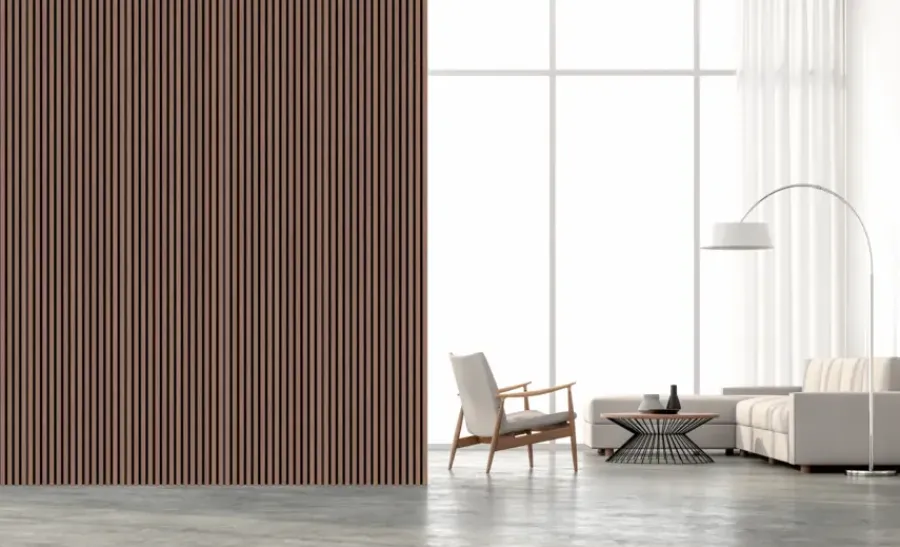 Akoestische Wandpanelen|Kleurstalen > Silentlines Kleurstaal lattenwand walnoot 20 x 30 cm