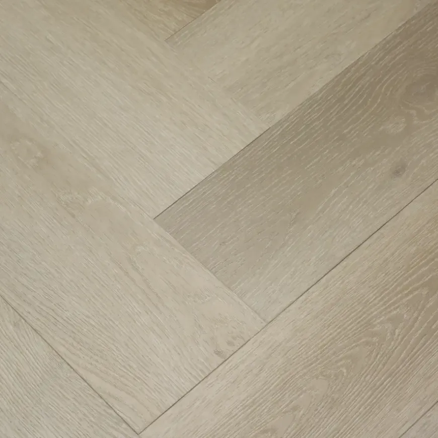 Kleurstaal Le Noir & Blanc click PVC Stretto visgraat beige eiken houtlook