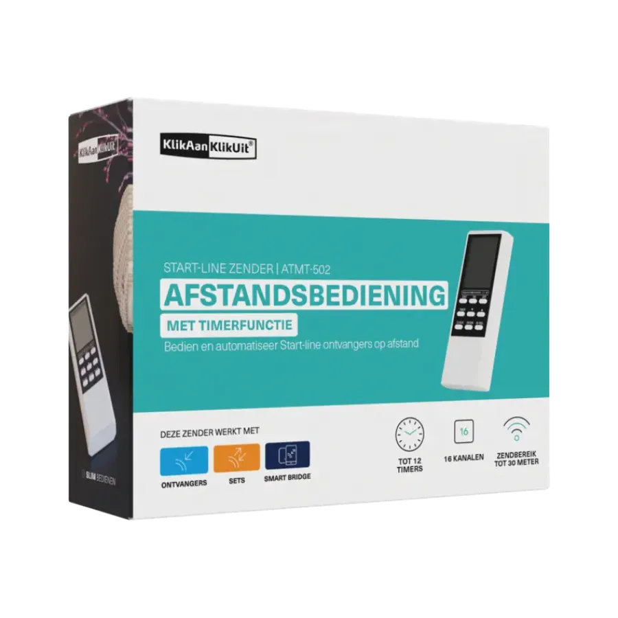 Draadloze Schakelaars|Smart Schakelmateriaal > KlikAanKlikUit Afstandsbediening ATMT-502 met Timerfunctie