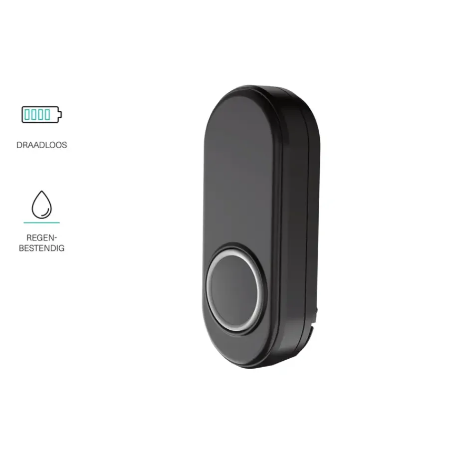 Intercoms & Deurbellen|Elektronische Beveiliging > KlikAanKlikUit Draadloze drukknop ACDB-8000A Zwart