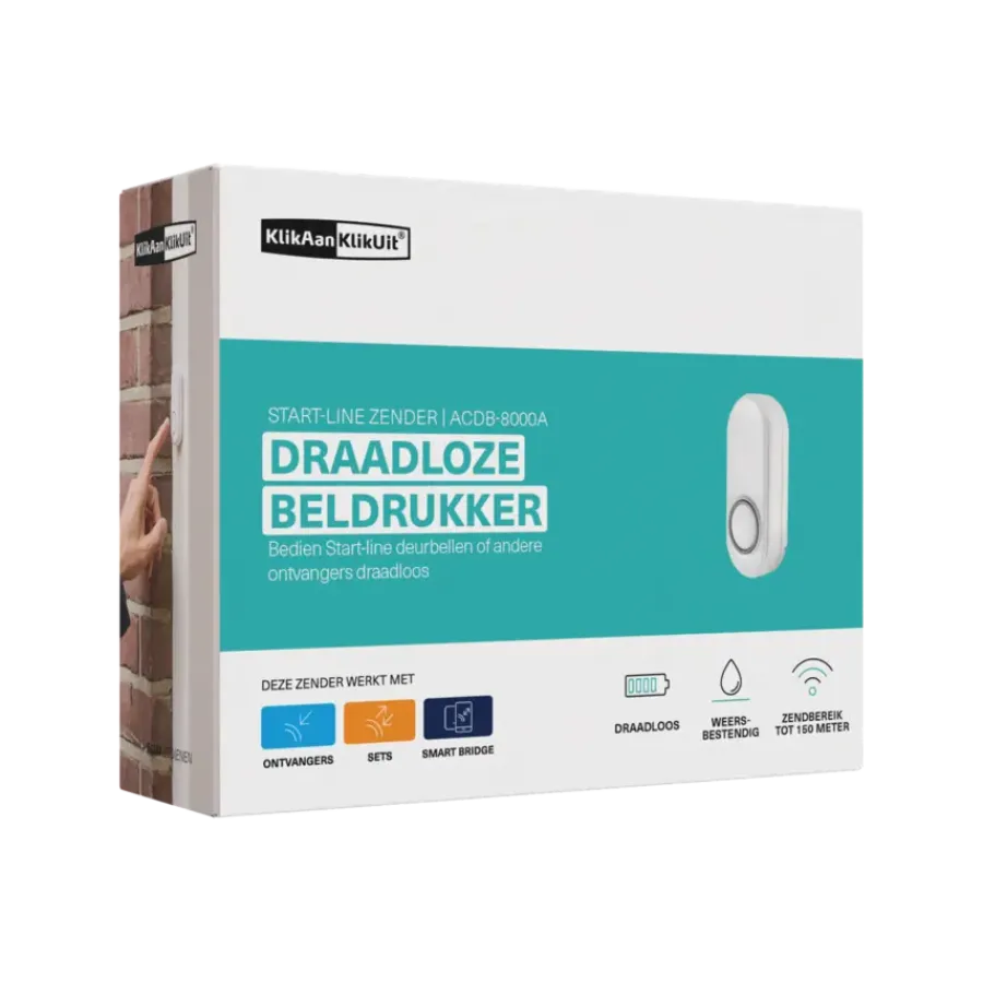 Intercoms & Deurbellen|Elektronische Beveiliging > KlikAanKlikUit Draadloze drukknop ACDB-8000A W