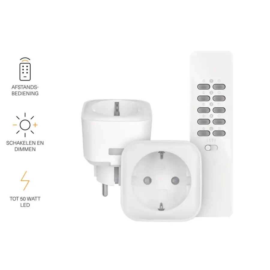 Draadloze Schakelaars|Schakelaars > KlikAanKlikUit Stopcontactdimmer 2 stuks met Afstandsbediening ACC-250R