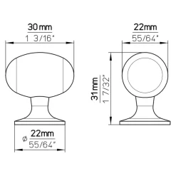 Knop Amber zwart 20mm