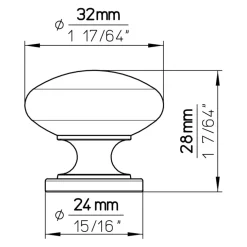 Knop Hilde messing antiek 32mm