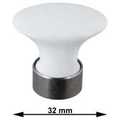 Knop Ovaal wit 32mm
