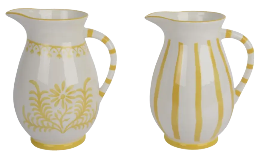 Kruik geel bloemen h21,8cm - per stuk