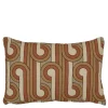 Kussen graphic beige rood 55 x 35 cm
