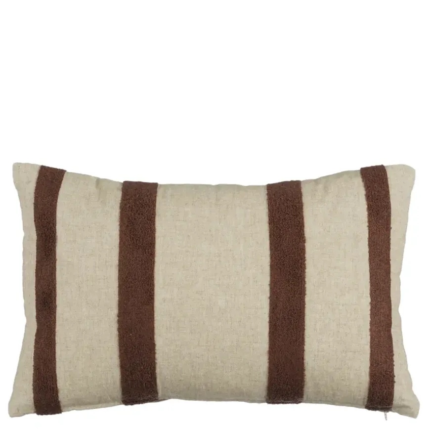 Kussen streep donker bruin - l55xb35xh10cm