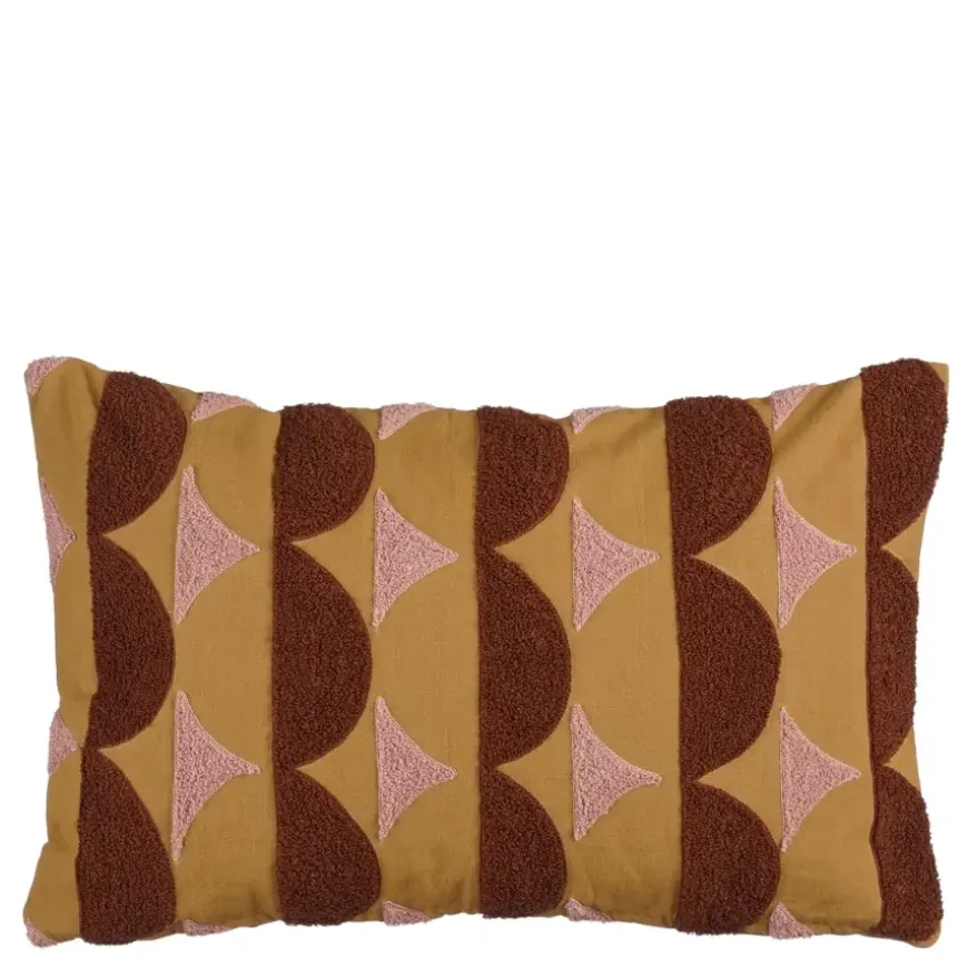 Kussen tufted bruin - l55xb35xh10cm