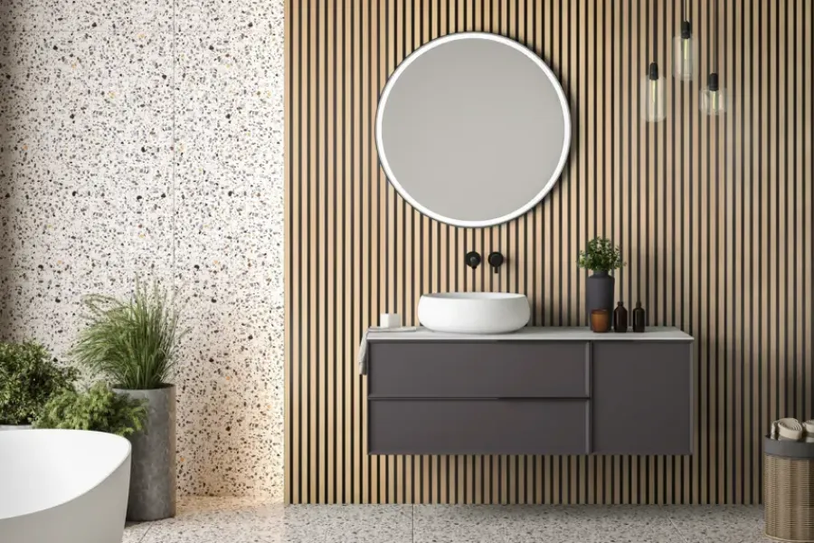 Akoestische Wandpanelen|Wandpanelen > Geen Lattenwand badkamer 260x52 cm licht eiken, dikte 15 mm