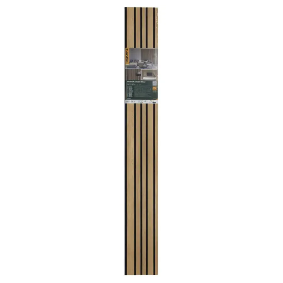 Akoestische Wandpanelen|Viltpanelen > CanDo Lattenwand Decowall Acoustic Blend brons eiken, combinatie van verschillende breedtes, 260x30cm, 2 stuks (1.56m2)