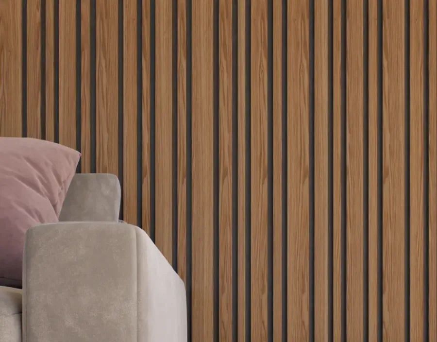 Akoestische Wandpanelen|Viltpanelen > CanDo Lattenwand Decowall Acoustic Blend brons eiken, combinatie van verschillende breedtes, 260x30cm, 2 stuks (1.56m2)